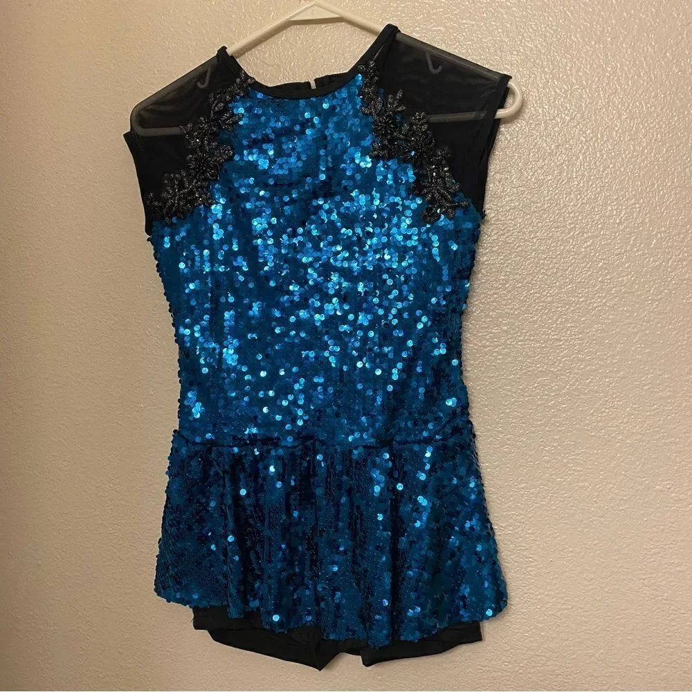WEISSMAN Dance Costume jazz Aqua blue teal Stand Down 12832 Child LC